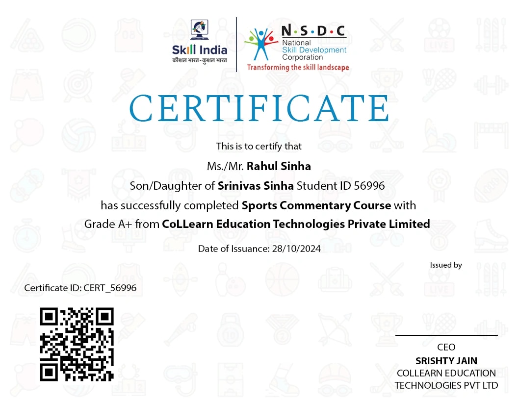 Sports Commentary Certificate